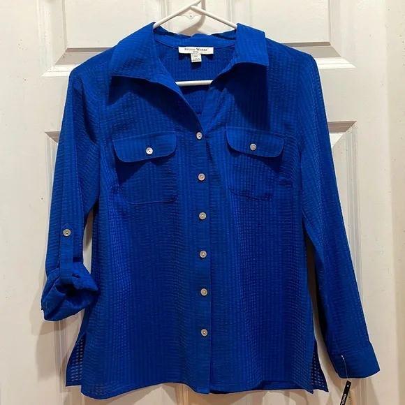 Blue Blouse by Studio Works - Petite Small PS - Picture 1 of 6